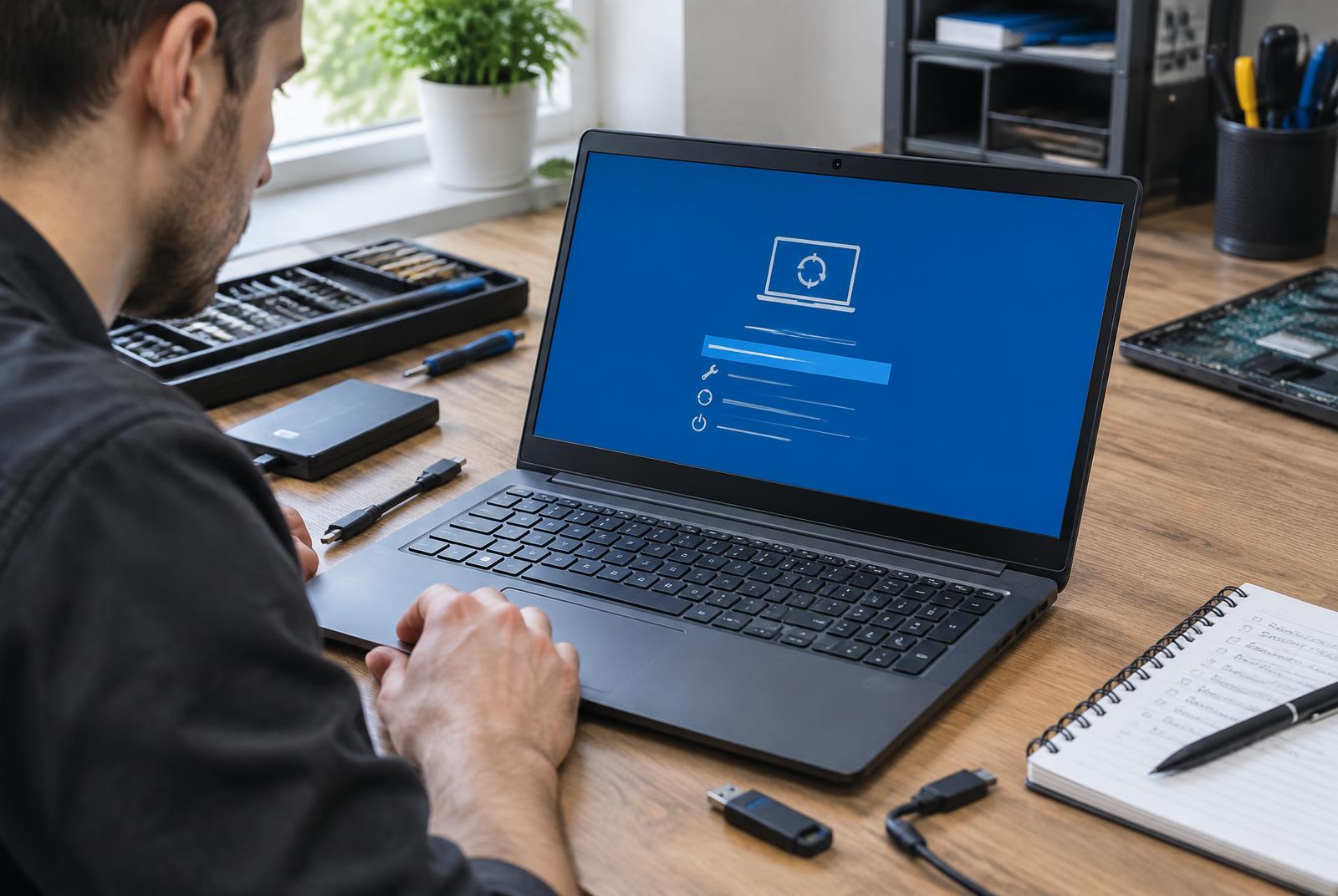 Windows laptop being diagnosed after it failed to boot